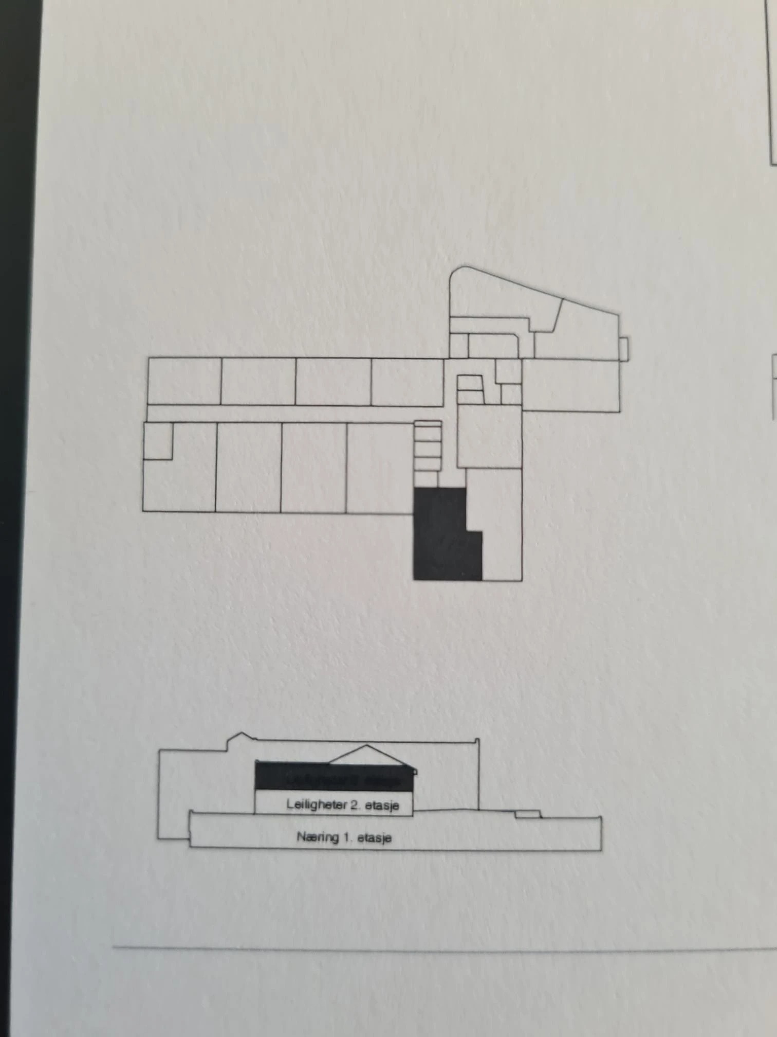 Tegning av hvor i bygget leiligheten er plassert